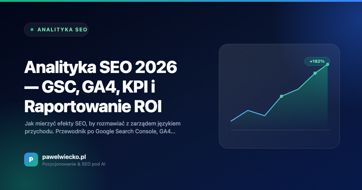 Analityka SEO 2026 — GSC, GA4, KPI i Raportowanie ROI
