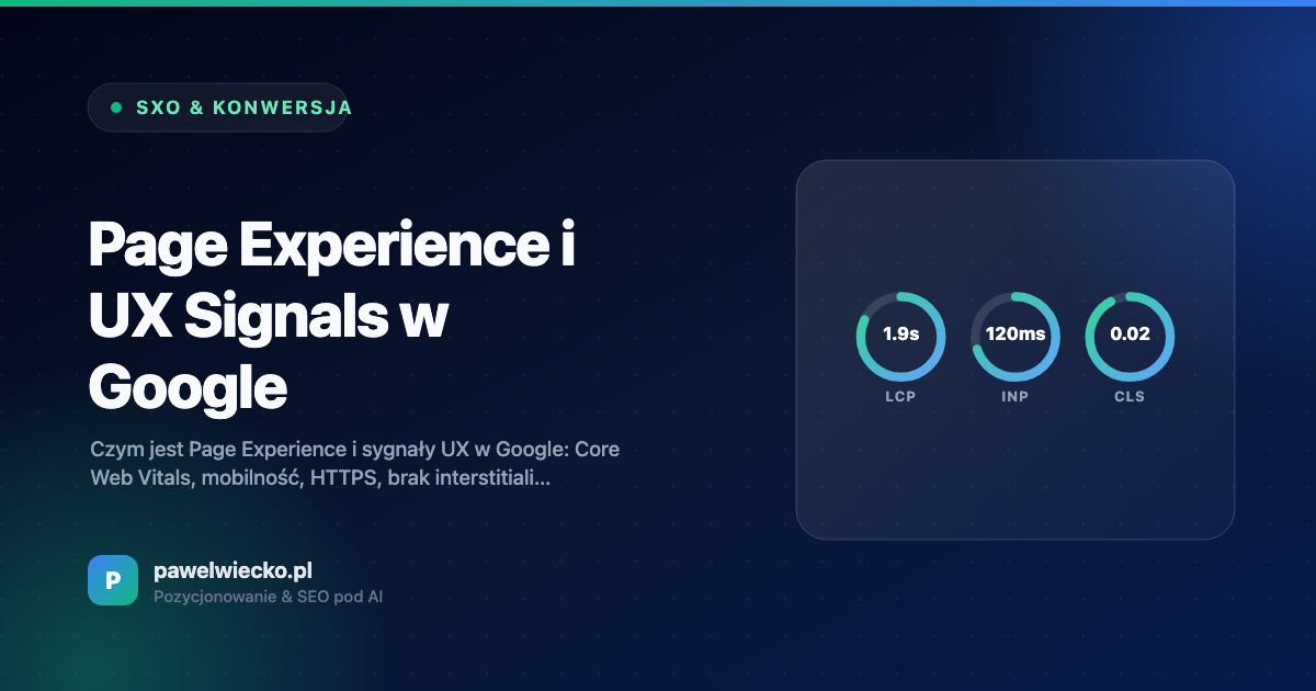 Page Experience i UX Signals w Google